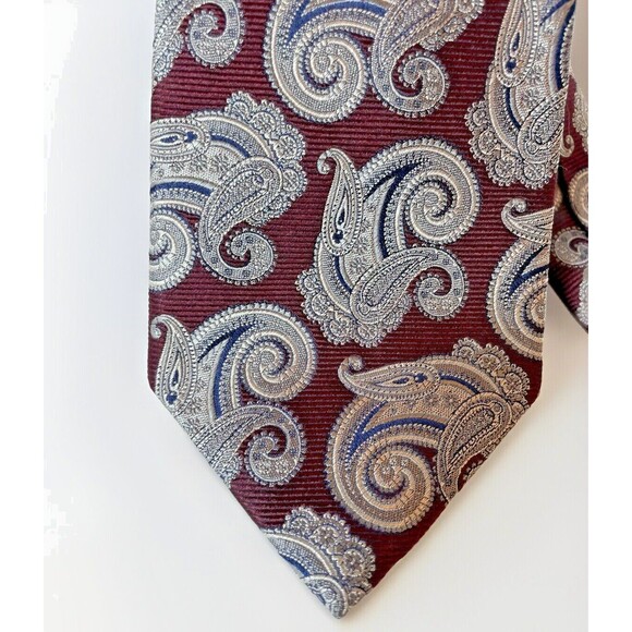 Jos. A. Bank Heritage Collection Paisley Repp Tie Silk Necktie Red Mens Size 58 - Picture 2 of 7